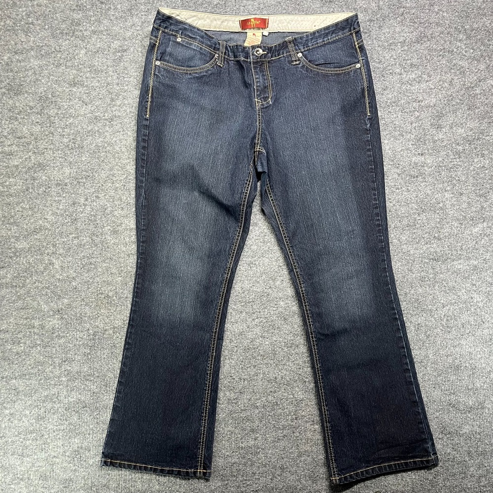 1.8 by YMI Jeans Womens 16 Blue Denim Stretch High Rise Relaxed Straight - 34x29